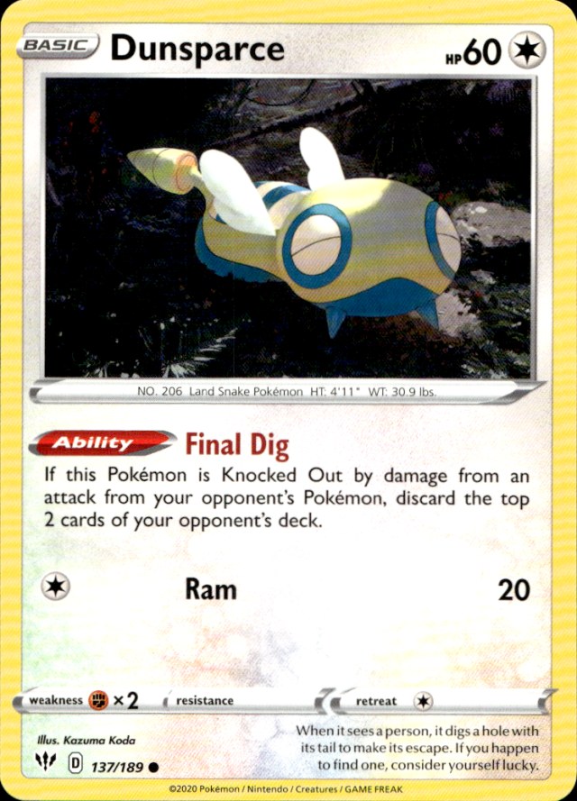 Scanned front of Dunsparce