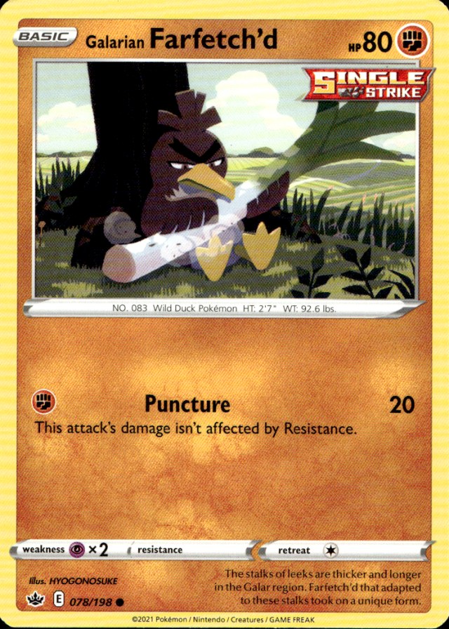 Scanned front of Galarian Farfetch'd