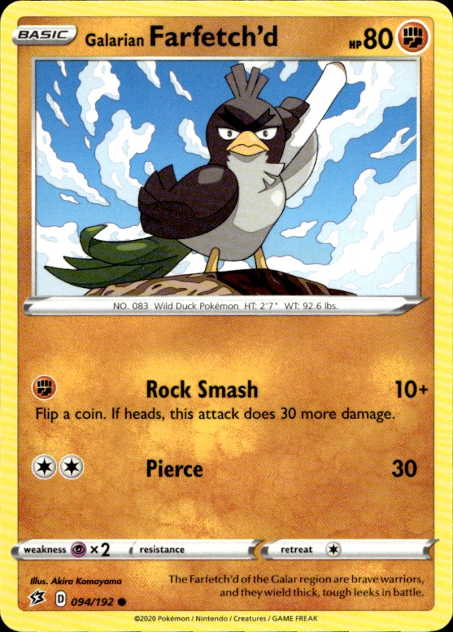 Scanned front of Galarian Farfetch'd