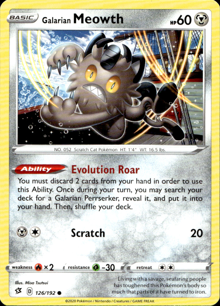 Scanned front of Galarian Meowth