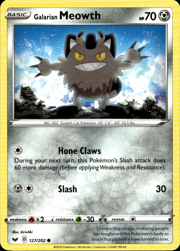 Scanned front of Galarian Meowth