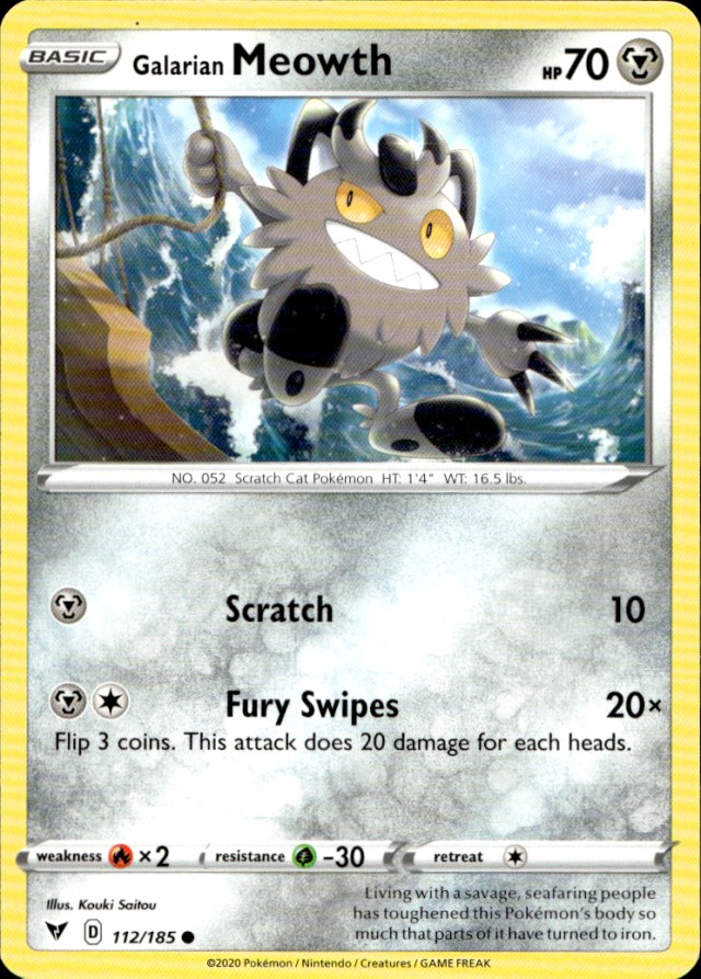 Scanned front of Galarian Meowth