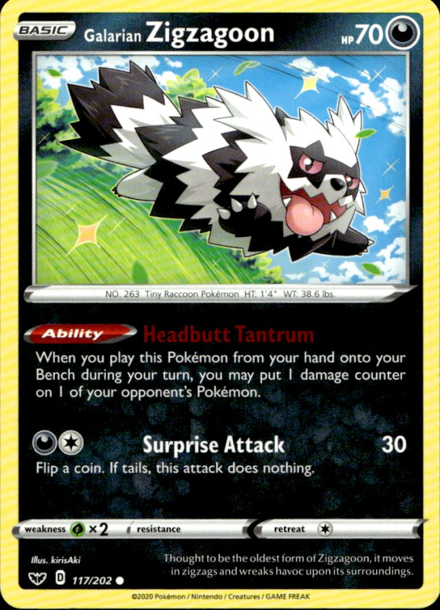 Scanned front of Galarian Zigzagoon