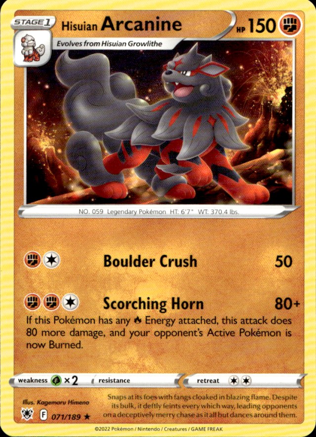 Scanned front of Hisuian Arcanine
