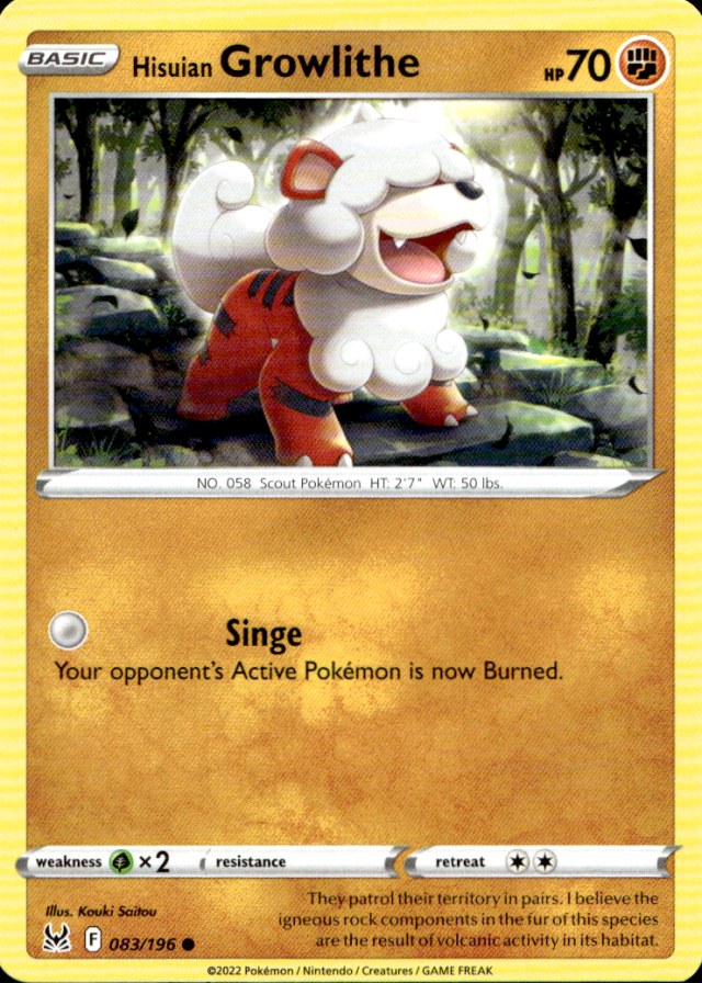 Scanned front of Hisuian Growlithe
