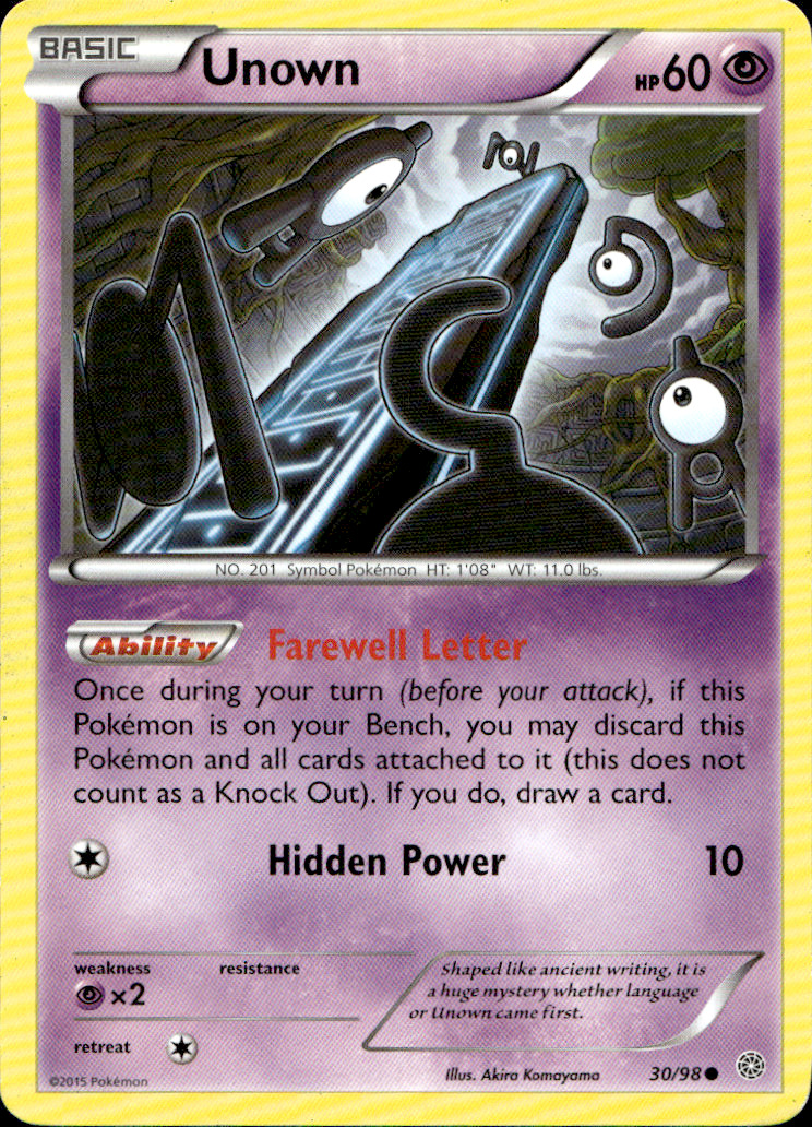 Scanned front of Unown